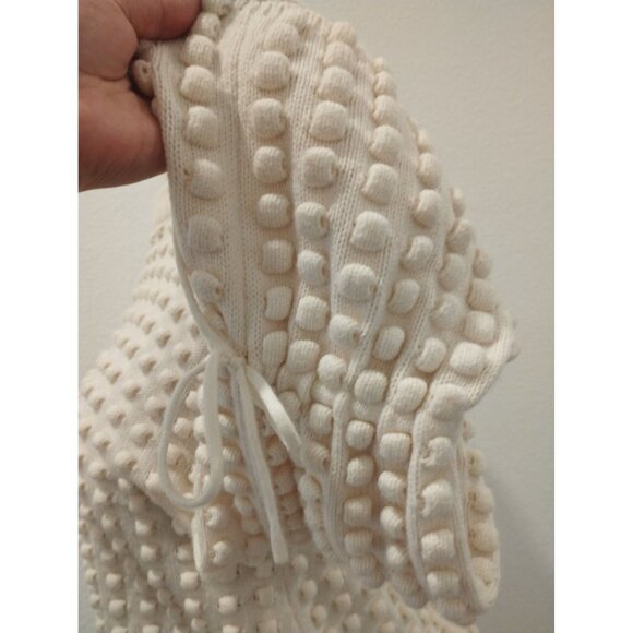 j.ing Ivory Cream Popcorn Knit Textured Drawstring Bell Sleeve sweater S - Picture 5 of 13